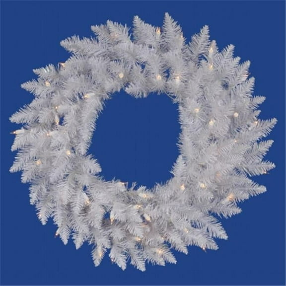 24 in. Crystal White Wreath 55LED Multi