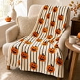 thumbnail image 4 of OCCOA Halloween Pumpkin Striped Throw Blanket Soft Flannel Fleece Fall Decorative Blanket Pumpkin Style Cozy Light Blanket for Couch Sofa Bed Home Decor Gift, B, 4 of 6