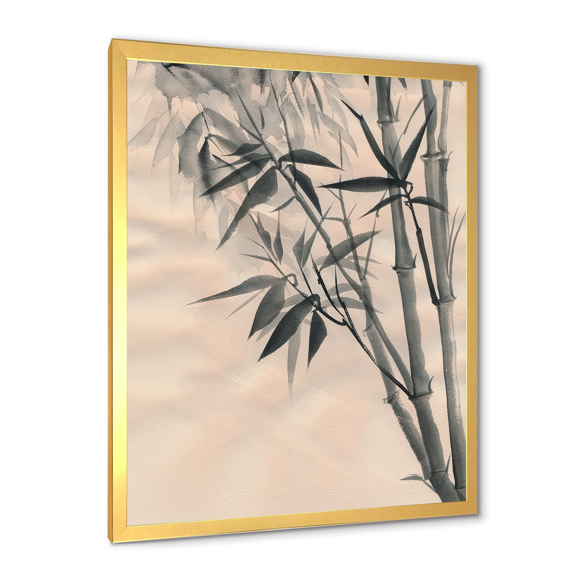 Designart 'Vintage Black and White Bamboo I' Traditional Framed Art Print