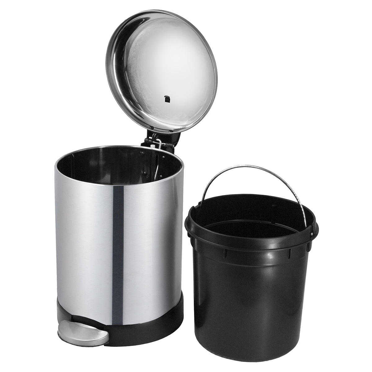 Glad Bathroom Trash Can, 1.2 Gallon Stainless Steel Small Step Garbage Bin with Lid, Silver