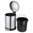 thumbnail image 7 of Glad Bathroom Trash Can, 1.2 Gallon Stainless Steel Small Step Garbage Bin with Lid, Silver, 7 of 7