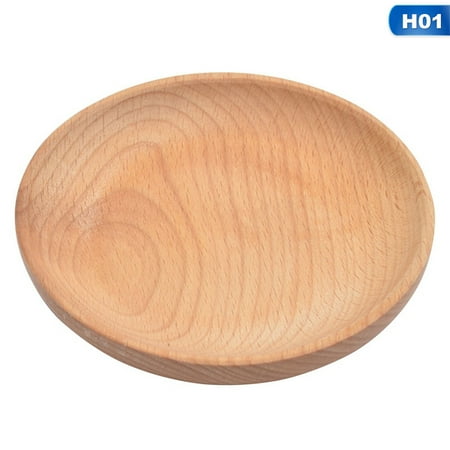 Wood Serving Dishes Gardeners Newest 1Pc Natural Wood Plate Wooden Round Dish Serving Food Or Dessert Kitchen Tool ()