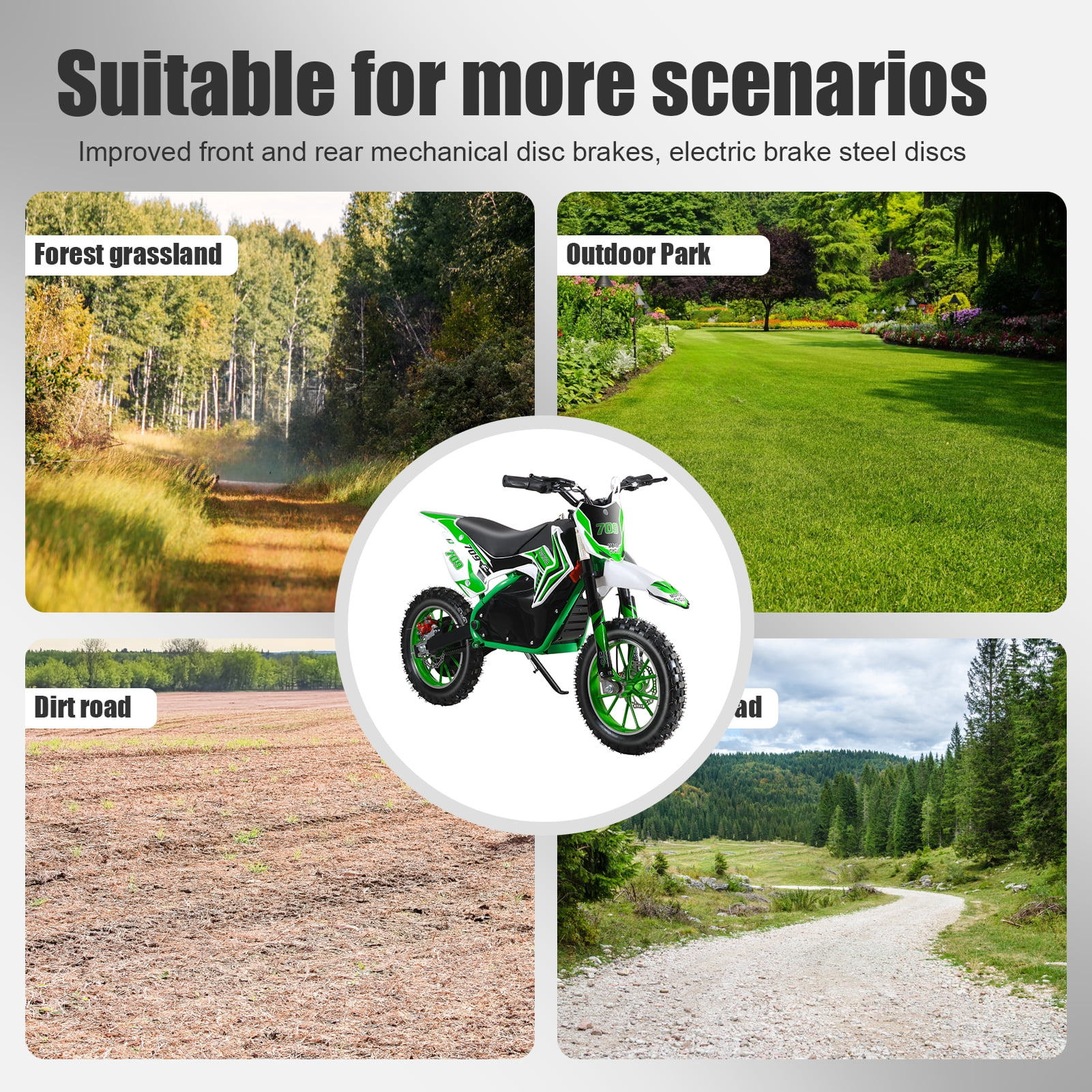 Balieda 36V 650W Kids Electric Dirt Bike, Dirt Rocket Electric Motocross Bike, Electric Pocket Motorbike with Mechanical Disc Brakes, Off-Road Motocross, 10 Inch Tires, Up to 16MPH, Green