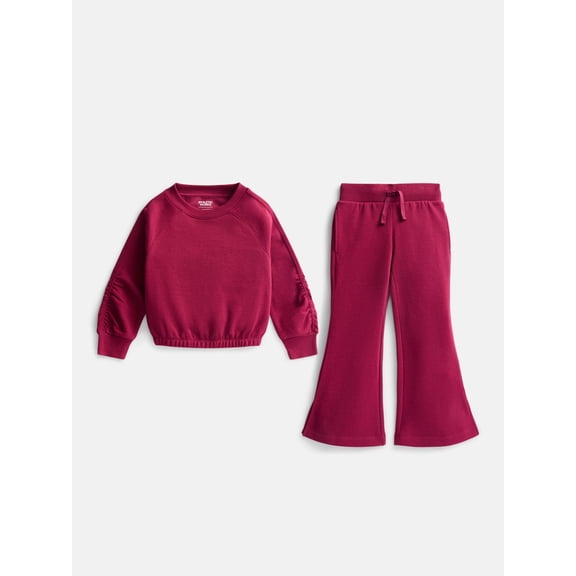 Athletic Works Girls Active Sweatshirt and Flare Pants Set, 2-Piece, Sizes 4-18 & Plus