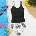 thumbnail image 6 of CAICJ98 Girls Swimsuit 2 Piece Bathing Suit Criss Cross Ruched Girl Tankini Sets Printed Girls' Swimwear (Black,11-12 Years), 6 of 7