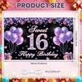 thumbnail image 2 of Purple Theme Sweet 16 Banner Glittery Design Backdrop Balloon Decor Golden Number 16th Birthday Display for Sweet 16 Party Teen Birthday Girls' Celebration, 2 of 9