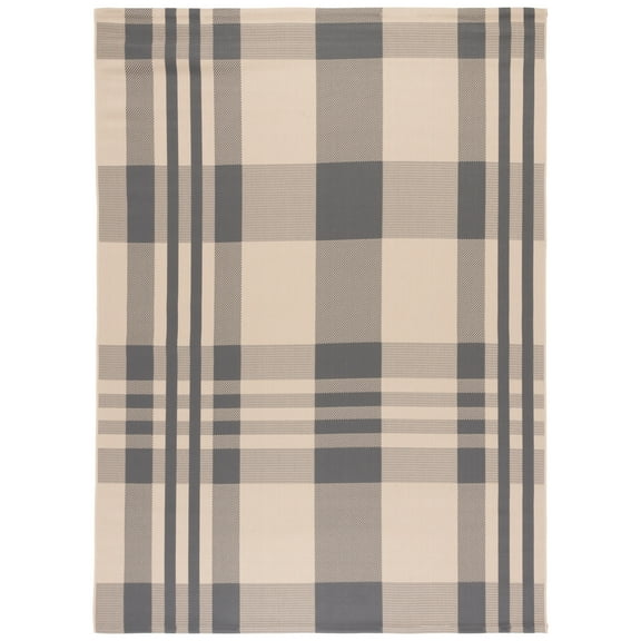 SAFAVIEH Courtyard Benjamin Plaid Indoor/Outdoor Area Rug, Grey/Bone, 8' x 10'