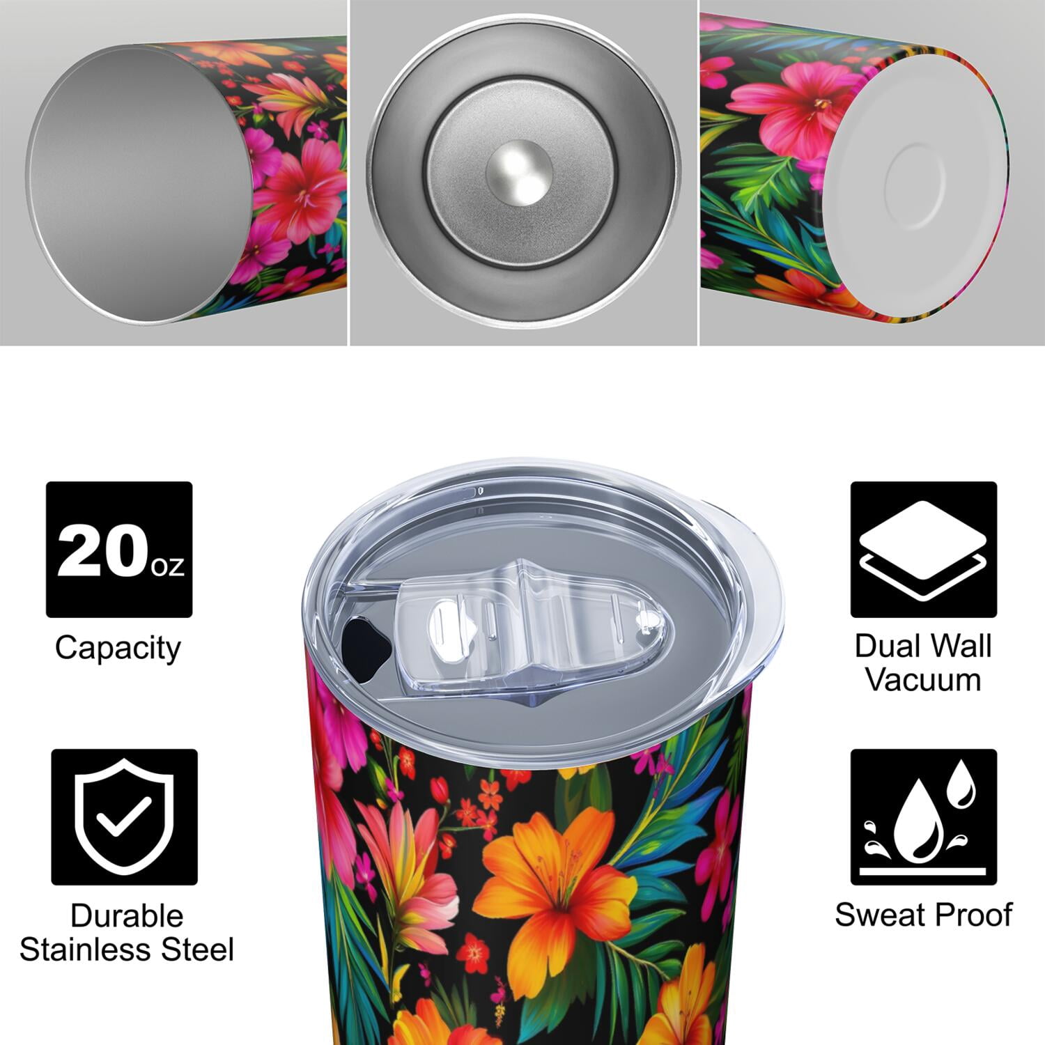 Flower Floral Print Pattern Insulated Lunch Bag for Women and Men, Large Portable Soft Cooler Tote, Thermal Food Storage Bag with Pearl Cotton, 8.66L, 8.75"x5.75"x9.5"