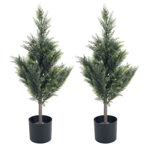 Pure Garden 34" Cedar Artificial Tree, Set of 2