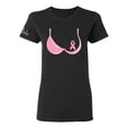 thumbnail image 1 of Wild Bobby Pink Ribbon Women Bra T Shirt USA Flag Sleeve Breast Cancer Awareness Women Tee, Black, 3X-Large, 1 of 7