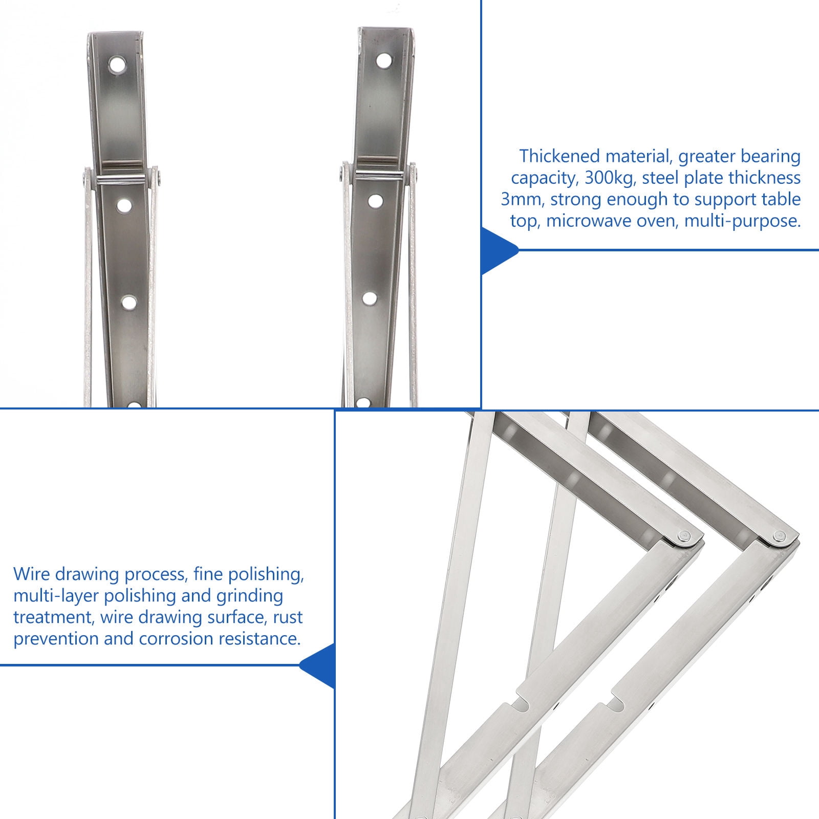 LABSERRON 2Pcs Folding Brackets for Shelves for Desk Board Simple Design Stainless Steel Support Racks