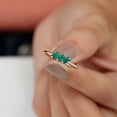 thumbnail image 3 of Rosec Jewels Womens 1/4 CT Baguette Cut Emerald Three Stone Ring, Gold Emerald Ring, 3 Stone Emerald Gold Ring, 10K Rose Gold, US 8.50, 3 of 6