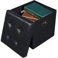 thumbnail image 5 of SONGMICS Folding Storage Ottoman with Hole Handles 15", Faux Leather, Black, 5 of 7