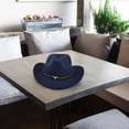 thumbnail image 4 of Women Men Felt Wide Brim Western Cowboy Hats Belt Buckle Panama Hat, 4 of 6