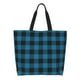 thumbnail image 1 of Balery Blue Black Plaid Bolsa Tote Estilo Estético con Cremalleras, Bolsa de Hombro, Bolsa de Compras Grande y Plegable, 1 of 8