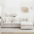 thumbnail image 5 of 101" Modular Sectional Sofa with Ottoman - Convertible L-Shaped Cloud Couch, 3-Seater Chenille Sofa for Living Room, Apartment, Beige, 5 of 7