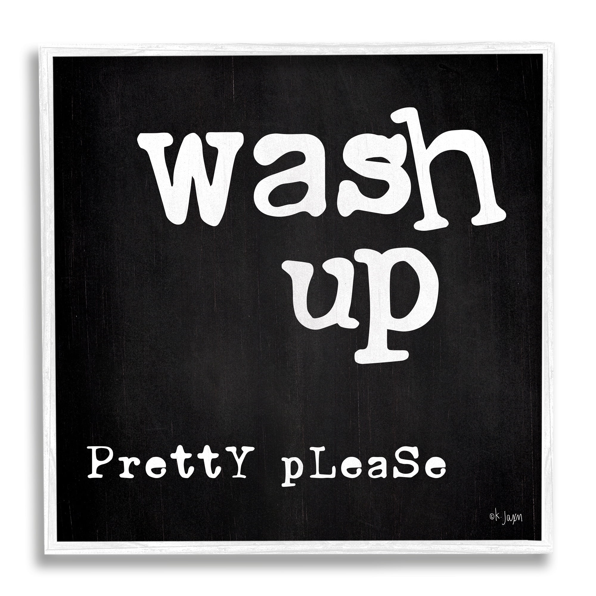 Stupell Industries Wash Up Pretty Please Bathroom Sign Black White, 12 x 12, Design by Jaxn Blvd.
