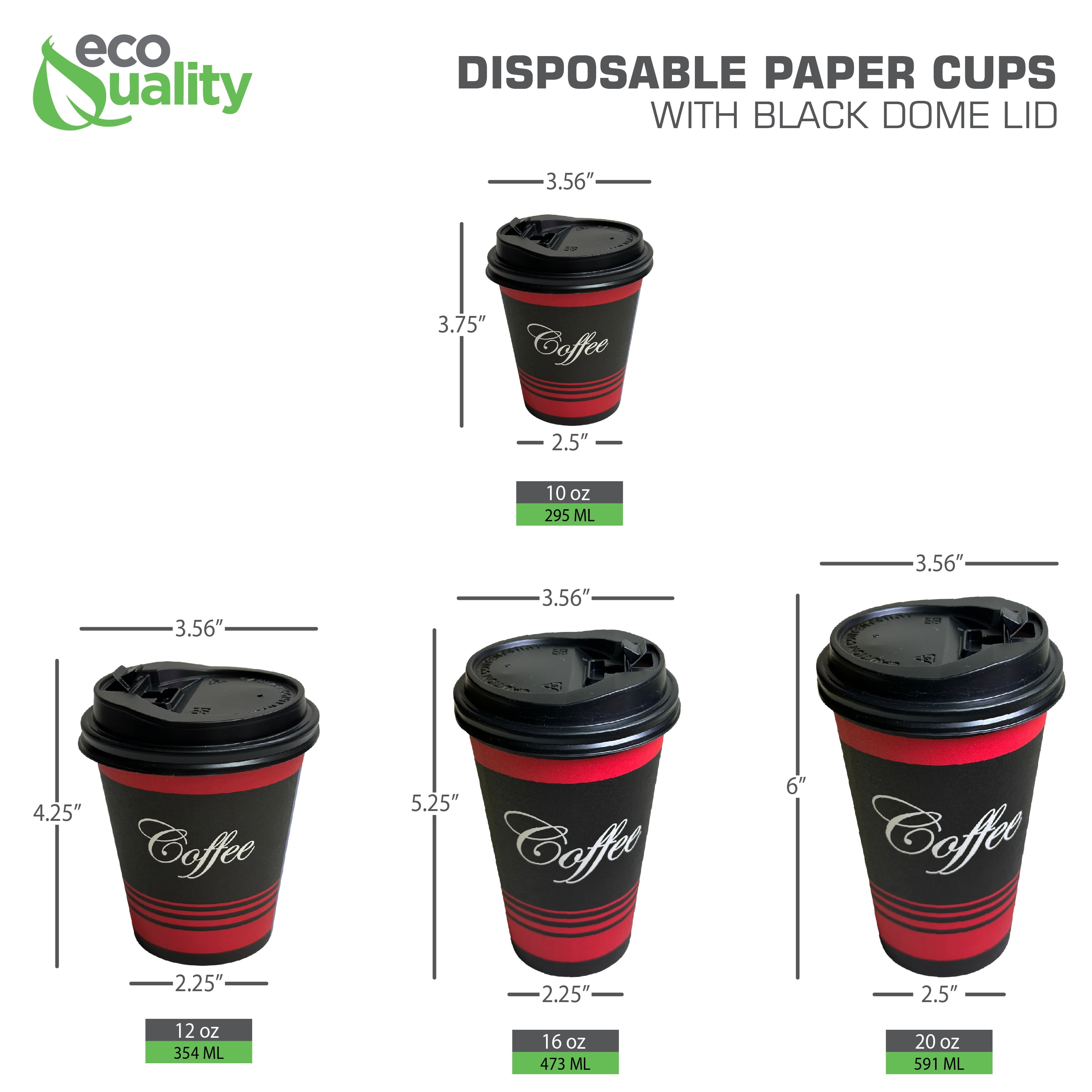 10/20/50/100 Pack Coffee Cup Lid For Portable Drinks, Anti-spill,  Recyclable Black Dome