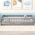 thumbnail image 2 of JOYFULIN Full Size Floor Bed with Slats and Fence for Kids, Solid Wood Montessori Floor Bed with Door and Safety Guardrails for Girls, Boys, No Box Spring Needed, Gray, 2 of 8