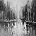 thumbnail image 2 of Atelier B Art Studio 26x26 White Modern Wood Framed Museum Art Print Titled - Grayscale boats on the water, 2 of 4