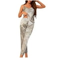 thumbnail image 2 of Women's Pajamas Set Printed Cami Top and Wide Leg Pants 2 Pieces Pjs Sleepwear Loungewear Outfits, 2 of 4