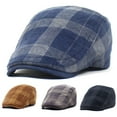 thumbnail image 3 of dianhelloya Warm hat Newsboy Cap Retro Plaid Thick Soft Breathable Keep Warm Comfortable Autumn Winter Men Beret Flat Hat for Hunting Grey, 3 of 8