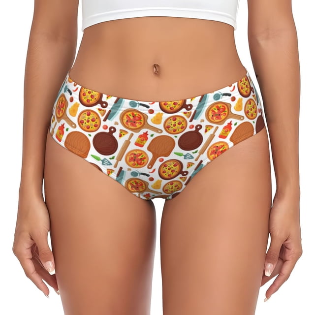 Fotbe Hot Fresh Pizza Calzones Estampados para Mujer – Ropa Interior de Algodón, Cómoda, Suave y Elástica-Small