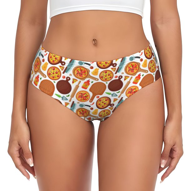 Fotbe Hot Fresh Pizza Calzones Estampados para Mujer – Ropa Interior de Algodón, Cómoda, Suave y Elástica-Small
