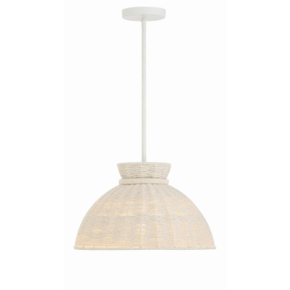 Crystorama Reese 1 Light Matte White Pendant - 16"W x 9.5"H