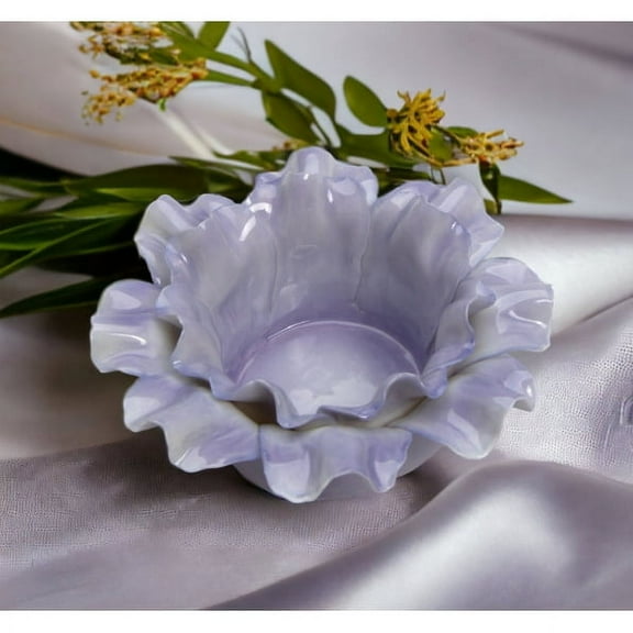 Ceramic Purple Flower Candle Holder 4.25 inch  Mom
