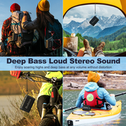 Wireless Portable Speaker,IPX7 Waterproof Bluetooth Speaker, Stereo Sound with Bass, TWS Pairing, Built-in Mic, 16H Playtime for Home, Outdoor,Camping - Black