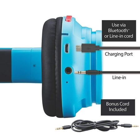 KIDdesigns - eKids Ryan's World Wireless Over the Ear Headphones - blue