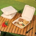 thumbnail image 7 of 50 Pack 3 Compartment Compostable 8x9 Inch Takeout Lunch Box Containers with Lid To Go Take Out Clamshell for Food, Disposable Eco-Friendly Biodegradable Bagasse, PFAS-Free, Brown, 7 of 7