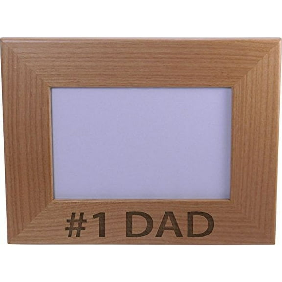 #1 Dad 4x6 Inch Wood Picture Frame - Great Gift for Father's Day Birthday or Christmas Gift for Dad Grandpa Papa Husband
