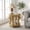 Antique Natural, variant on Antique Natural Round End Table with Lower Shelf - Solid Wood Sofa Side Table