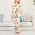 thumbnail image 3 of FORMRS Kids Pajama Set Fleece Long Sleeve Top Relaxed-Fit Pants Lounge Sleepwear, Sizes 3T-11Y, Neon Skates, 3 of 7