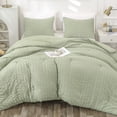 thumbnail image 1 of LUCKYBULL Sage Green Twin Seersucker Comforter Set (66x90 inch), 2 Pieces Textured Comforter with 1 Pillowcase, Soft Lightweight Microfiber Down Alternative Bedding Set for All Season, 1 of 1