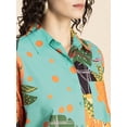 thumbnail image 5 of Moomaya Tropical Look Long Shirts For Women, Short Sleeve Button Down Fun Oversized Vacation Shirt, 5 of 9