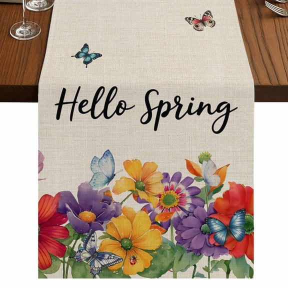 Table Runners 72 Inches Long Dress Scarves, Spring Flowers Farmhouse Kitchen/Dining Table Runner, Coffee Tablerunners, Farmhouse Vintage Country Colorful Floral 16x72 Inch