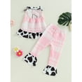 thumbnail image 3 of Arvbitana Toddler Kids Girls Pants Sets Sleeveless Tie-up Halter Tops and Plaid Flare Pants 2Pcs Outfits Little Girls Summer Clothes 1T-6T, 3 of 8