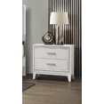 thumbnail image 5 of Almera Glitter White Nightstand | Glam Transitional 2-Drawer Bedroom Storage | Crushed Crystal Handle | Rubberwood & MDF | 27.56" W | White Finish | Ideal for Bedroom Use, 5 of 6