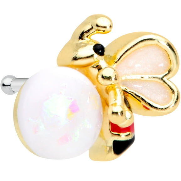 Body Candy Womens 20G 316L Steel Nose Ring White Bee Nose Stud Nose Bone Body Piercing Jewelry 1/4"