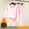thumbnail image 2 of Lovskoo Womens Thermal Underwear Base Layers Winter Bottomed Double-Sided Velvet Self Heating Tops and Pants Oversized Plush Thick Warm Set Pink, 2 of 9