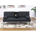 thumbnail image 5 of Black Convertible Sofa Bed with Fold-Down Table and Cup Holders, Modern Upholstered Adjustable Couch for Living Room, 5 of 8