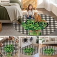 thumbnail image 5 of Round Rugs 4Ft, St. Patrick's Day Round Area Rug Washable Indoor Throw Carpet, Green Lucky S Black Plaid Rustic Soft Non Slip Circle Rug for Kitchen Nursery Room Home Decor Aesthetic, 5 of 8