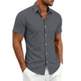 thumbnail image 5 of Erwazi Men’s Button Down Shirts Summer Short Sleeve Collared Solid Office Business Tops, 5 of 8