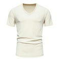 thumbnail image 2 of Wavsuf Mens Shirts Short Sleeve t Shirts Summer V-neck Beige T-Shirts Size L, 2 of 8