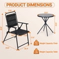 thumbnail image 2 of JMYMRY 3-Piece Folding Patio Bistro Set, All Weather Waterproof Rustproof Outdoor Table and Chairs, Space Saving Foldable Patio Furniture for Balcony Deck Yard Garden, Classic Black, 2 of 9