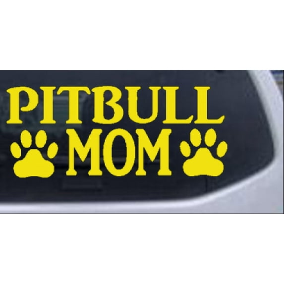 Pitbull Mom with Paw Prints Car or Truck Window Decal Sticker