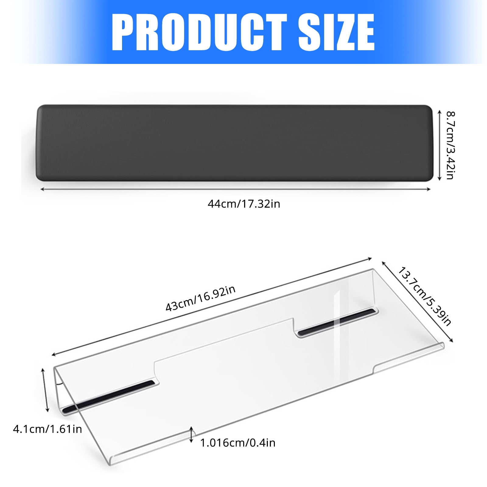 Keyboard Stand with Silicone Wrist Rest Acrylic Space Saving Computer Keyboard Risers with Wrist Support for Comfortable